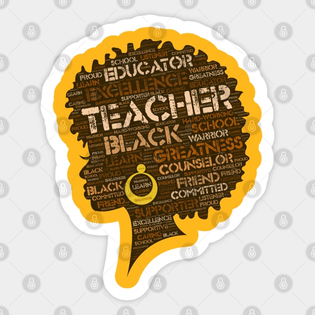 African American Teacher Afro Word Art Sticker by blackartmattersshop